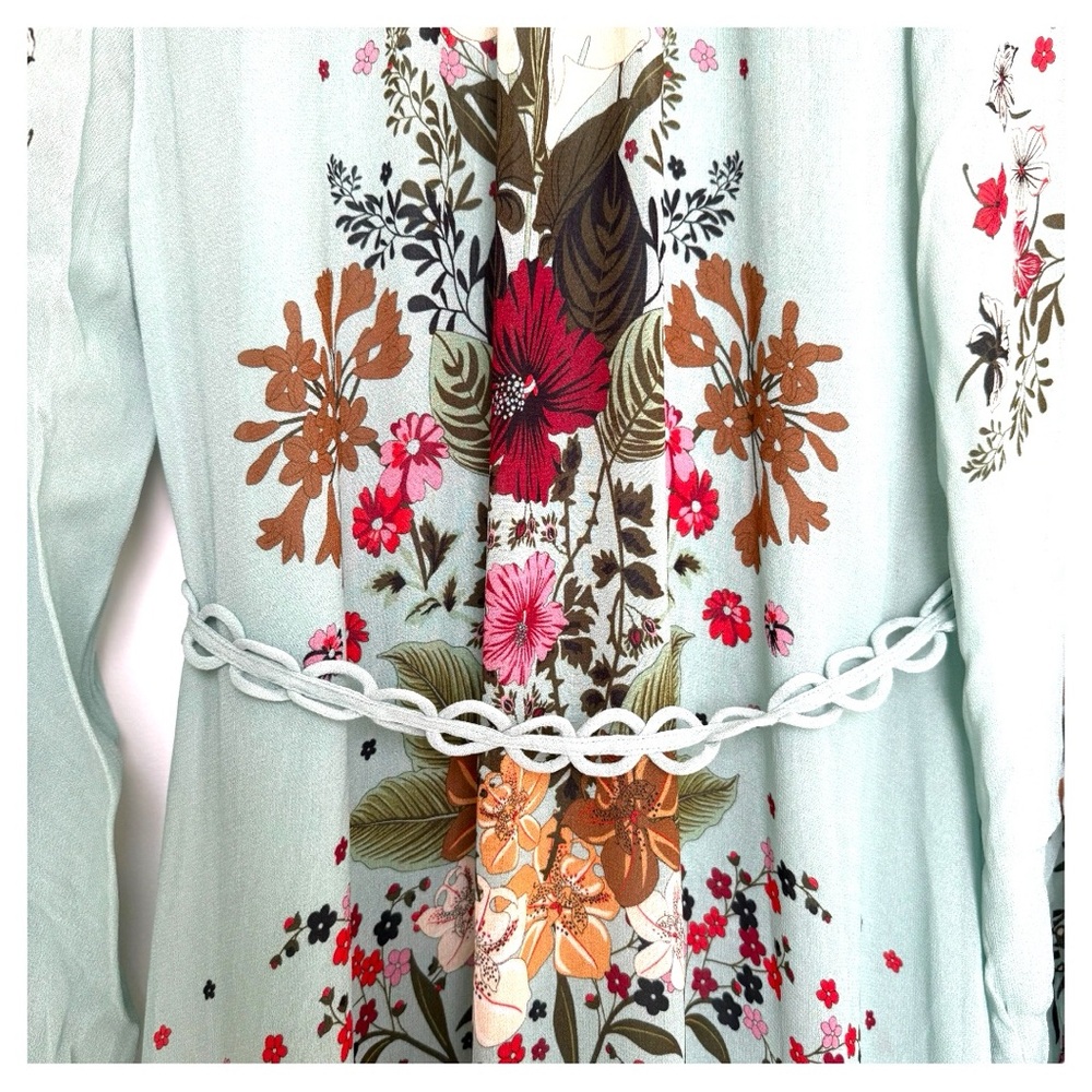 FARM Rio Beauty Bouquet Long Sleeve Floral Print Maxi Dress, Light Blue, NWT🇧🇷 - Picture 11 of 15